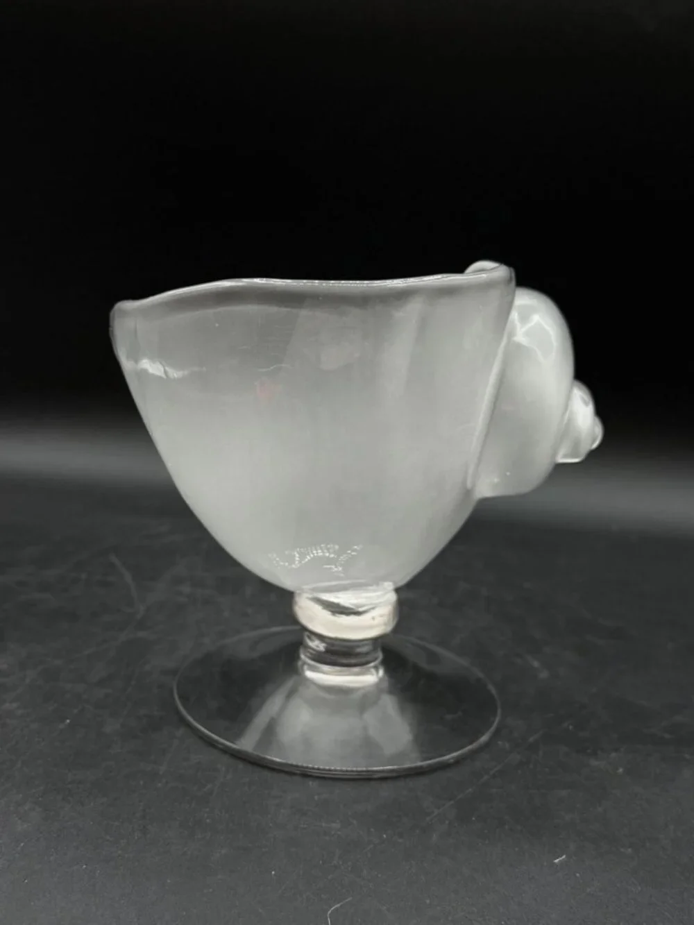 Cambridge Crown Tuscan Glass Footed Nautilus Shell Vase Opaque Frosted